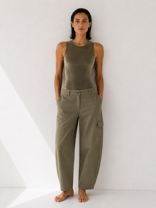 MAUD — Body & Maillot de bain en velours Olive, dos nu